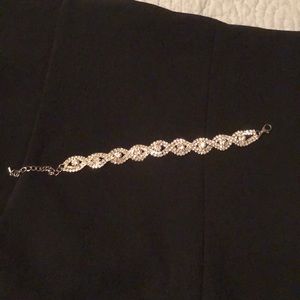 Rhinestone and silver bracelet